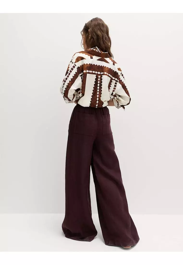 Pure Linen Wide Leg Palazzo Trousers