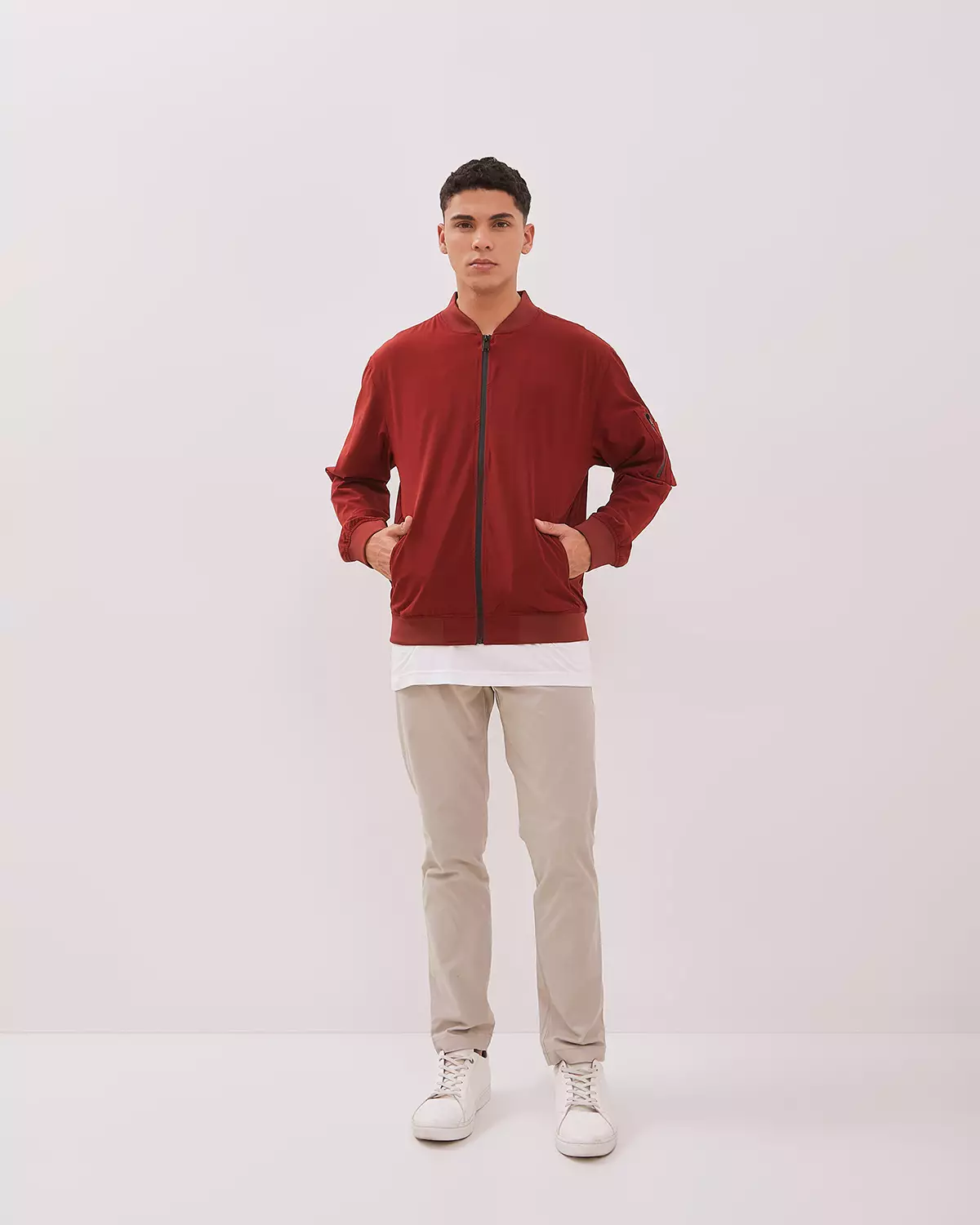 MAROON RED BOMBER JACKET FOR MEN
