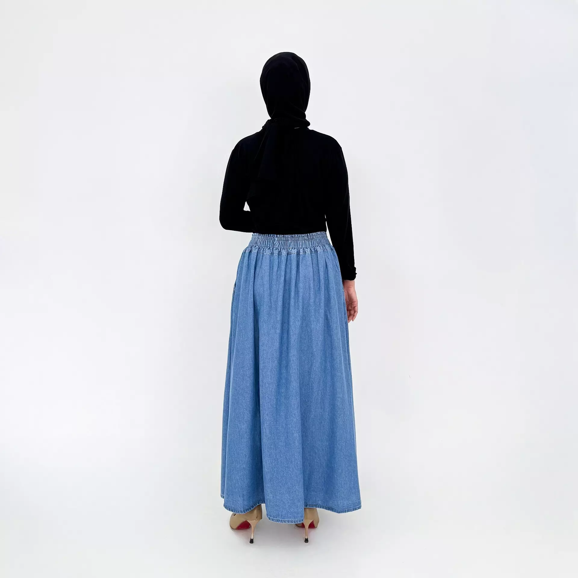 Rok Panjang Jeans Wanita - Calista Denim Midi Skirt