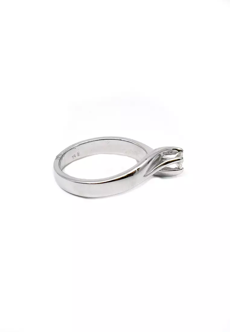 18K Italian Made White Gold Lady Ring with Diamonds