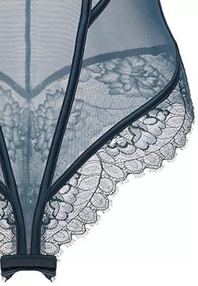 Lace Slim-Fit See-Through One-Piece Teddy with Bra CA123106GR