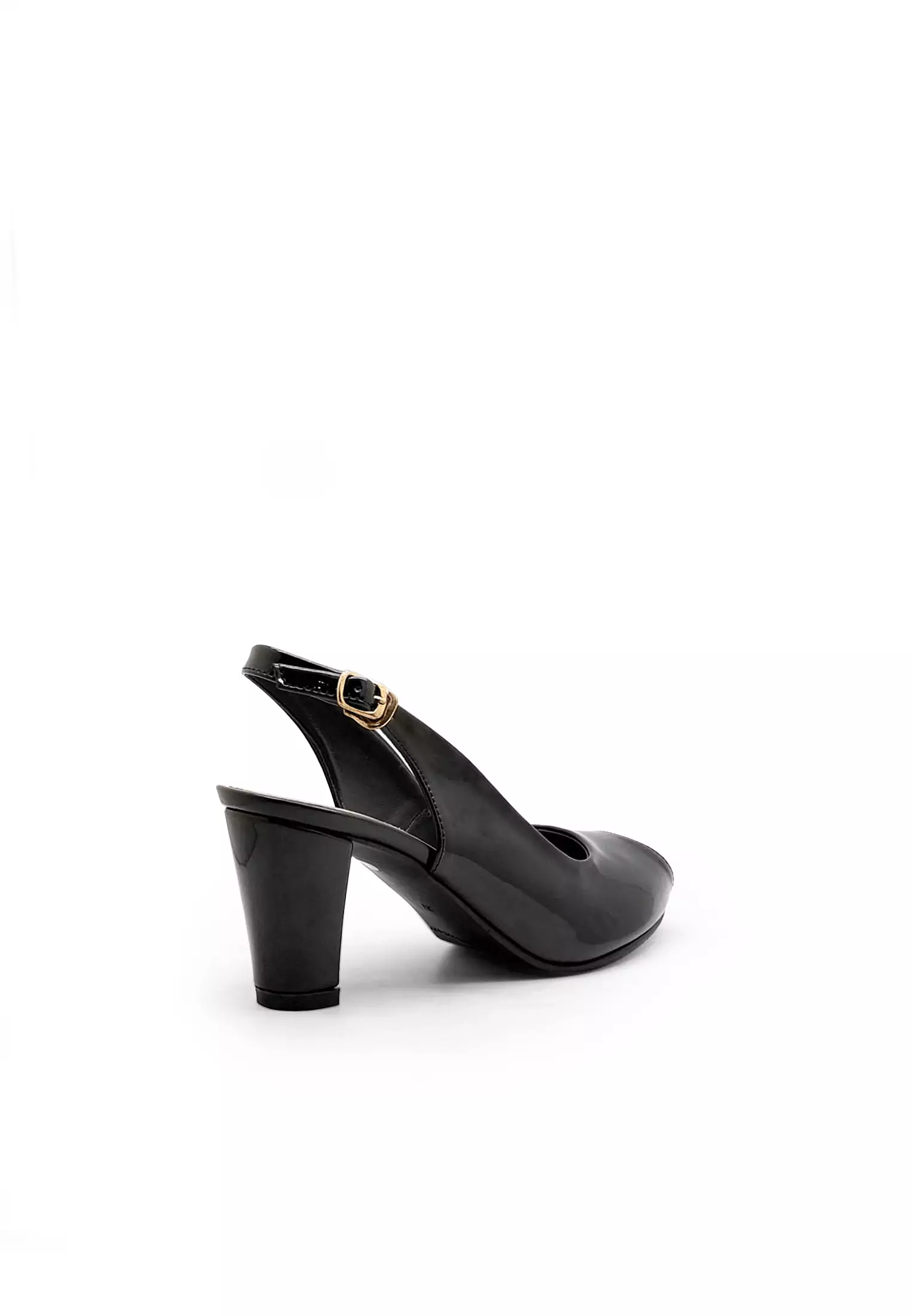 Cicilia Sepatu Sandal Wanita Sling back block heels 7 cm - Black patent