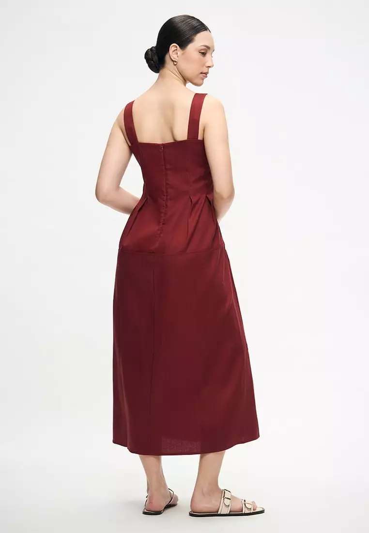 Women's Pleated Waist A-Line Dress