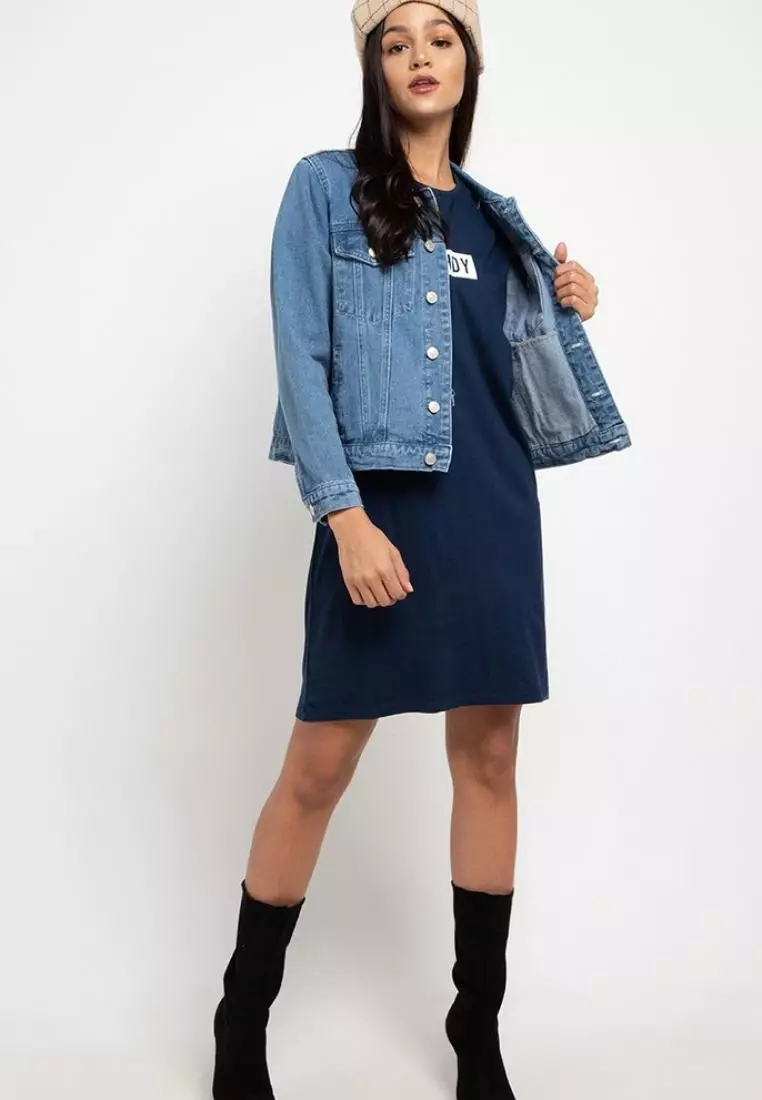 LTB82 Dress Kaos Casual thdy on White Navy