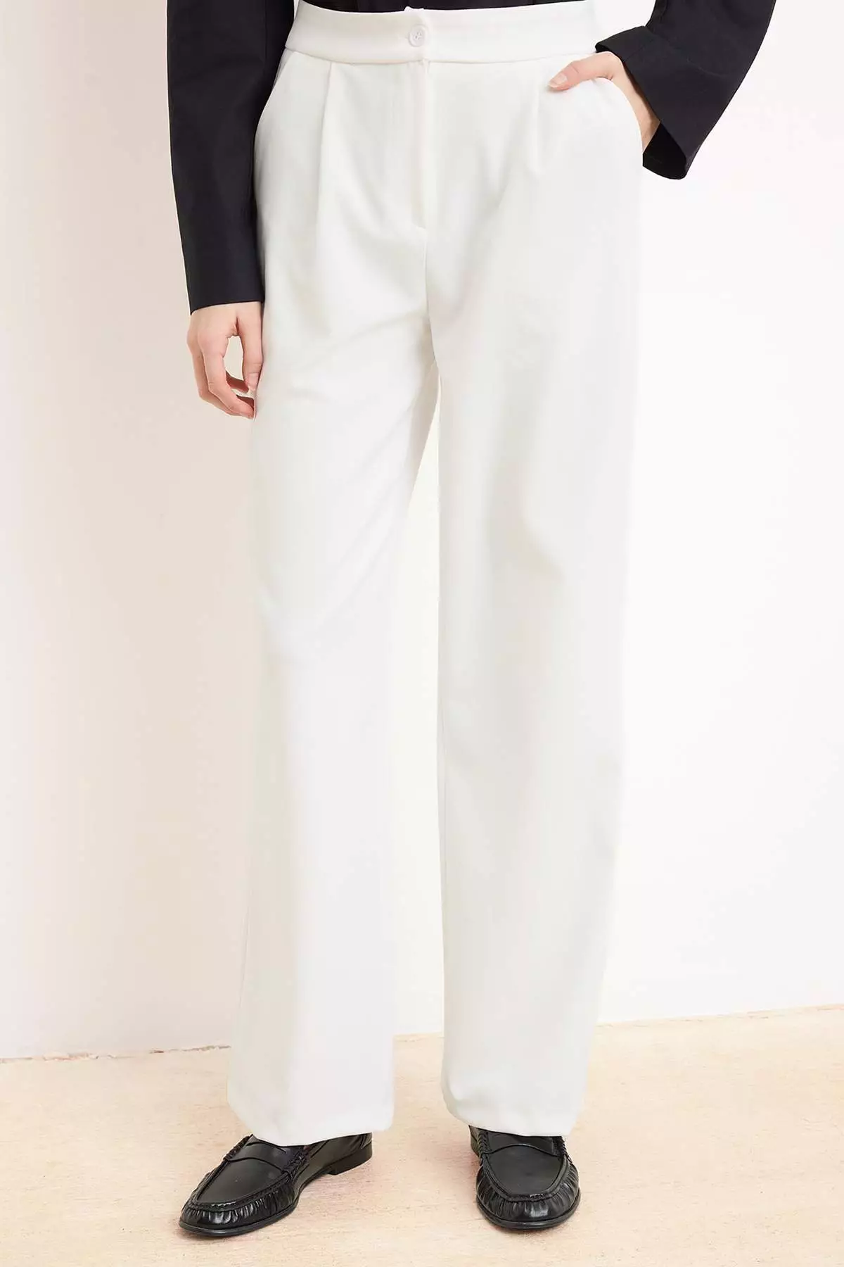 White Wide Leg /Wide Leg Woven Trousers Twoaw22Pl139