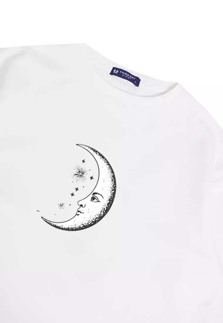 MTQ91 kaos oversize scuba edisi couple "vintage moon" putih