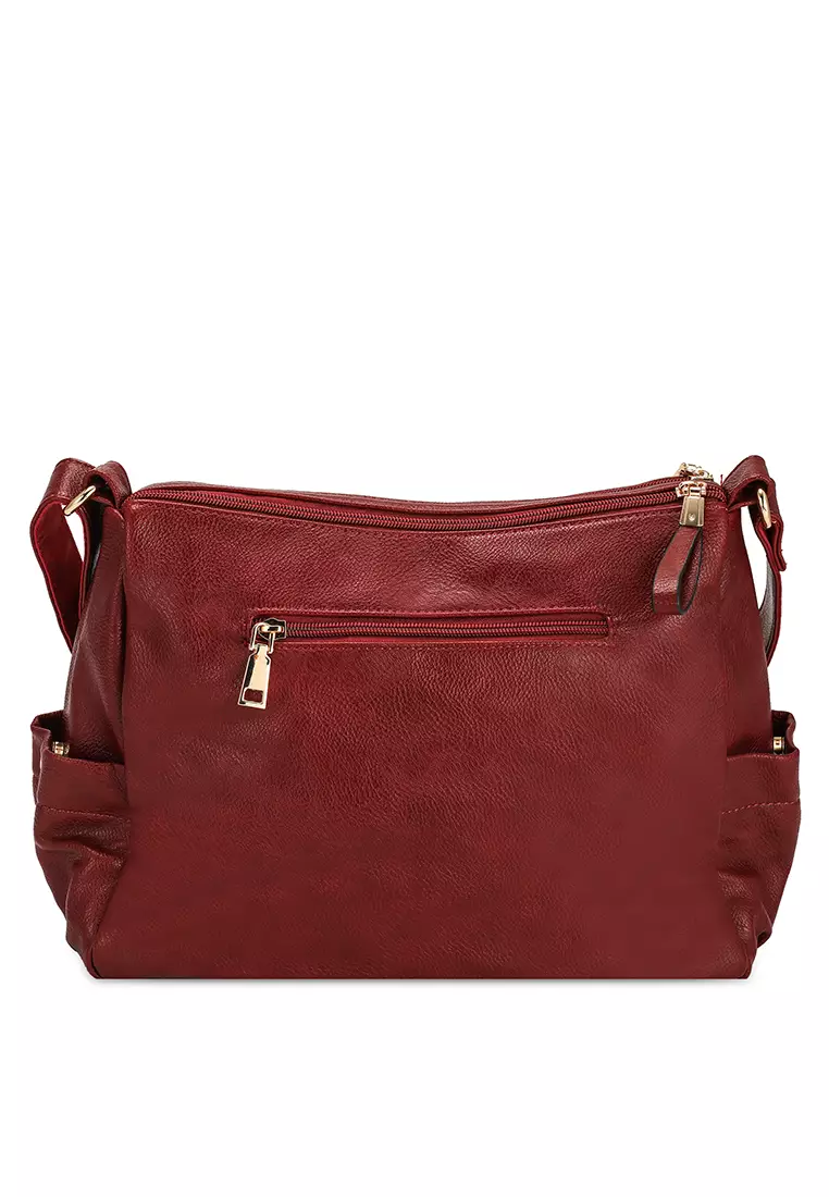 Maroon leather 2025 crossbody bag