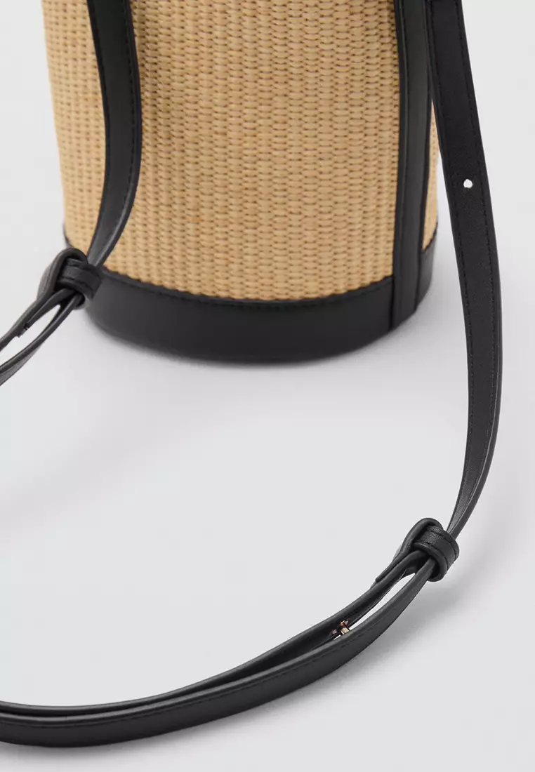 Small Raffia-Effect Bucket Bag