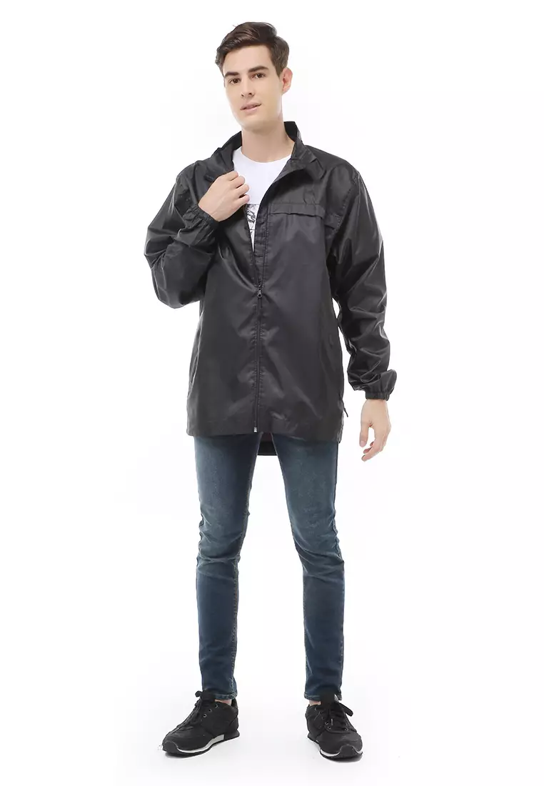 Clover Outerwear Jacket Olahraga Pria Big Size Pocket Material Parasut ORIGINAL - Black