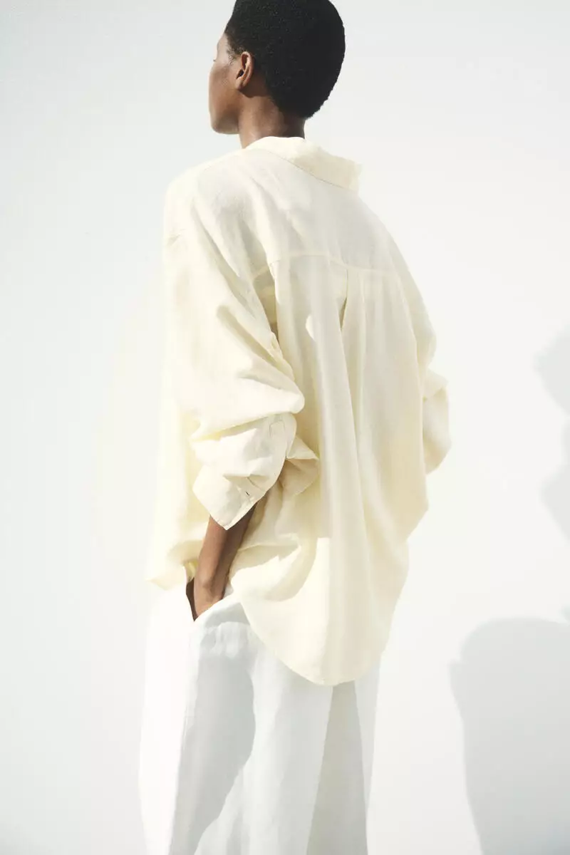 Oversized linen-blend shirt