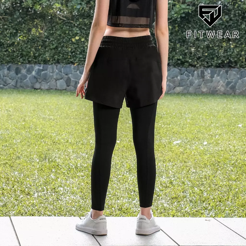 Fitwear - Celana Lari + Inner Legging Olahraga Wanita CLAUDIA LIST POCKET OVERSIZE - WHITE