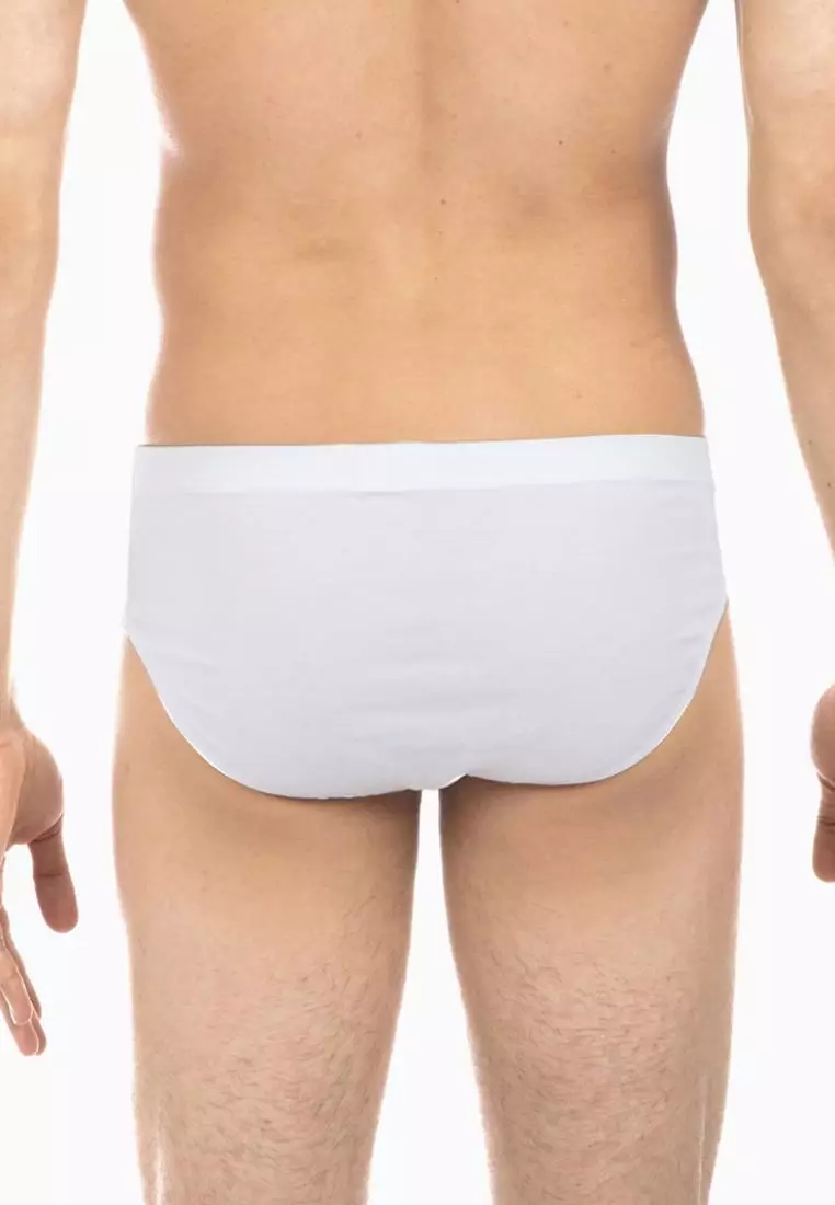 White Slip, Regular Fit, Elastic Waistband, Logo Print, Underwear for Men