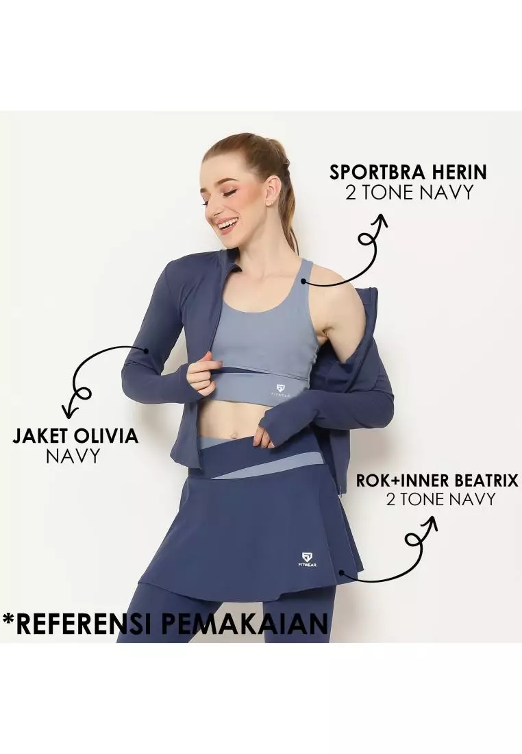 Fitwear - Rok + Legging Olahraga Wanita BEATRIX 2 TONE - NAVY