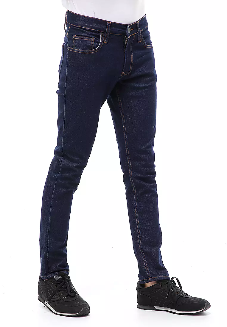 Locko Long Pants Skinny Jeans Pria Desain Polos Material Denim ORIGINAL - Navy