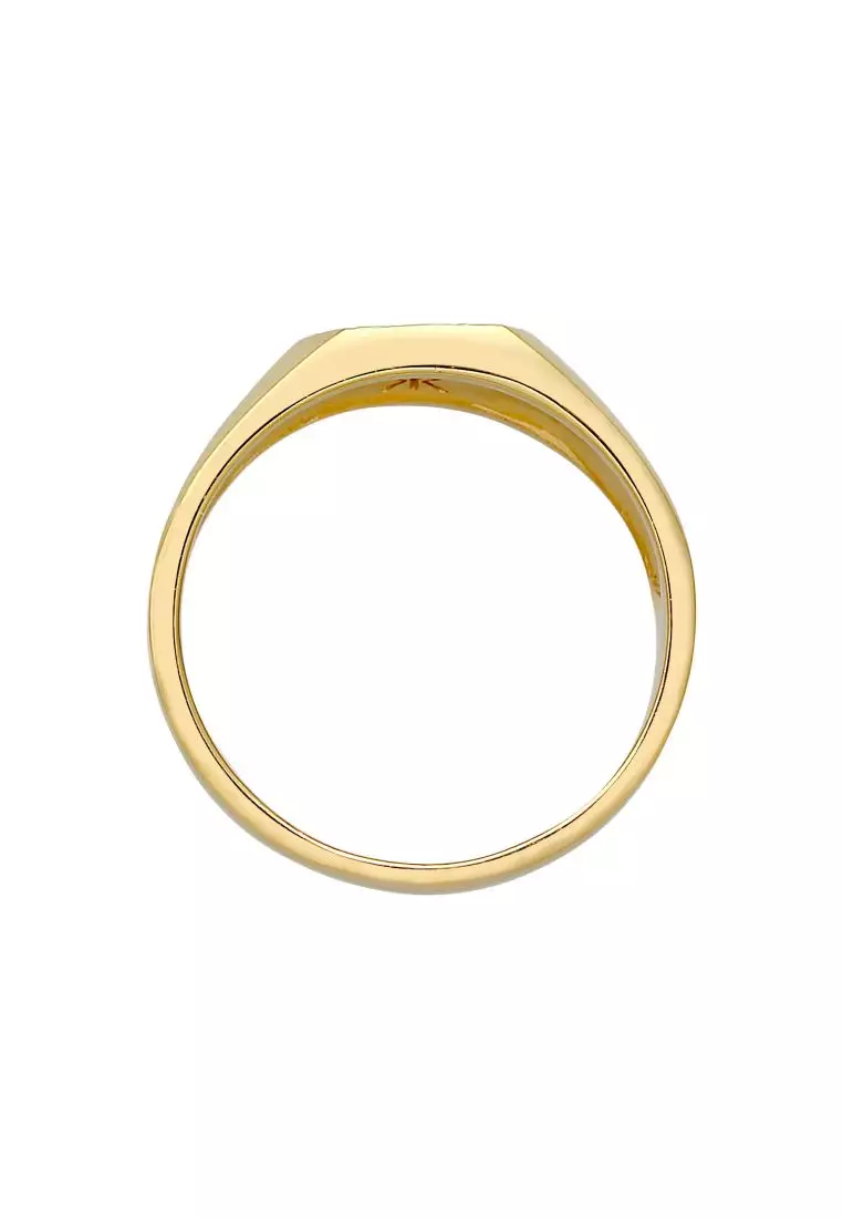 Ring Men Signet Square Matt Robust Solid in 925 Sterling Silver Gold Plated