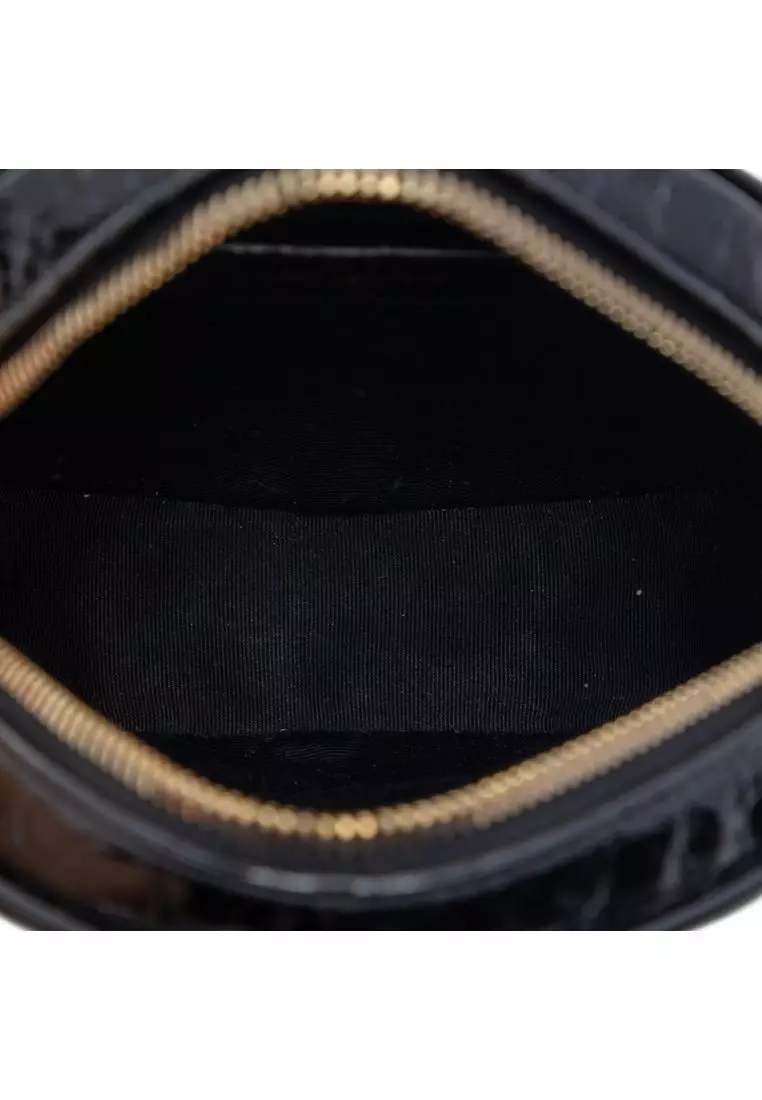 Pre-Loved Saint Laurent Croc Embossed Patent Round Vinyle Camera Bag