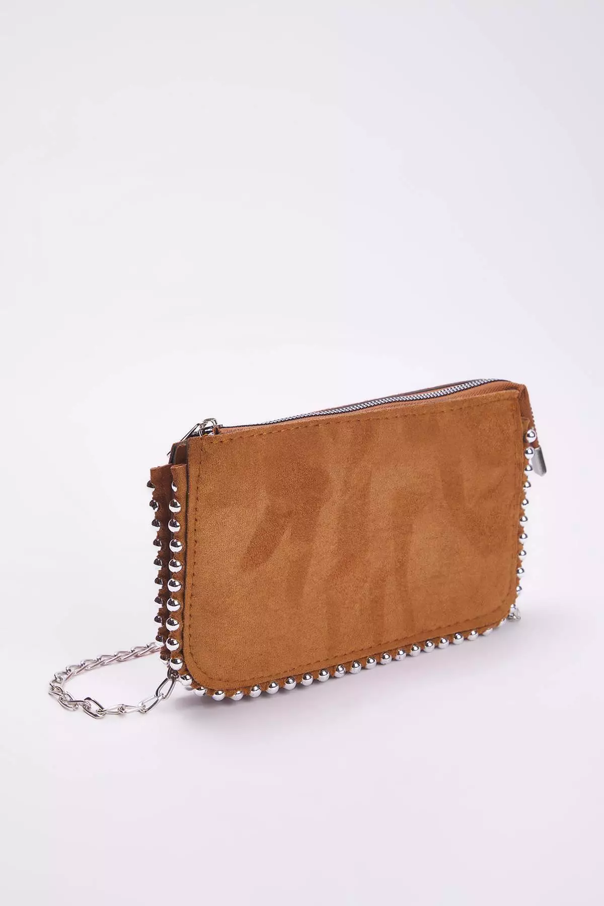 Camel Suede Studded Crossbody Women's Wallet Bag Twoaw25Oc00005
