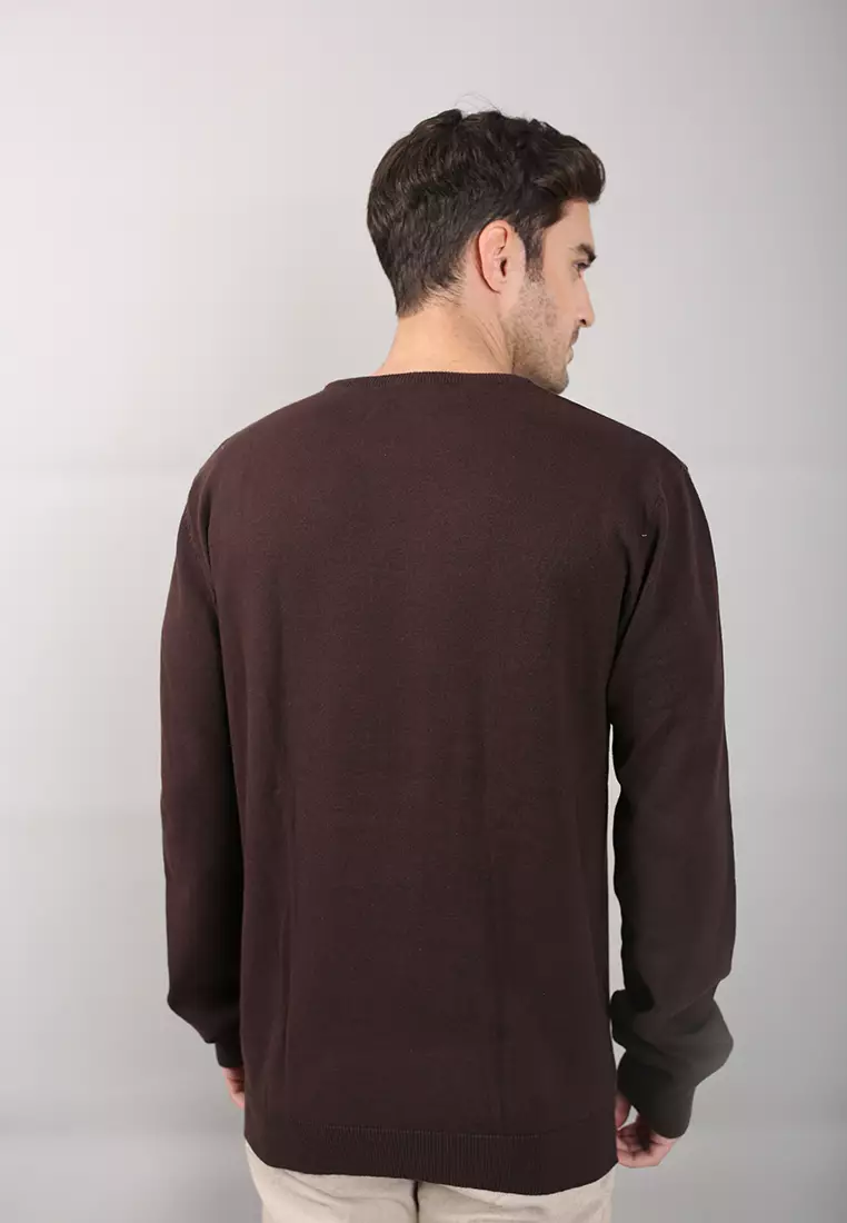 Johnwin - Sweater Pria - Motif Polos - Coklat - ASW.660.D047.002.C L/S