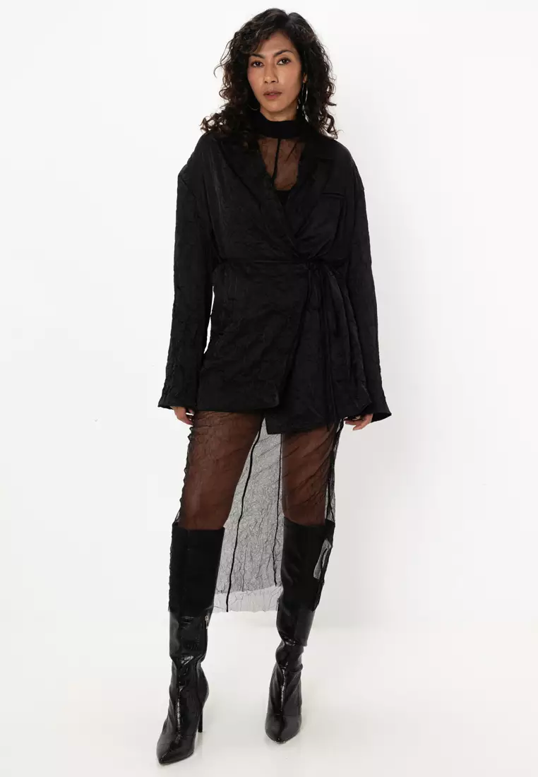 ZARA Crush Satin Cross Kimono 2025 | Buy ZARA Online