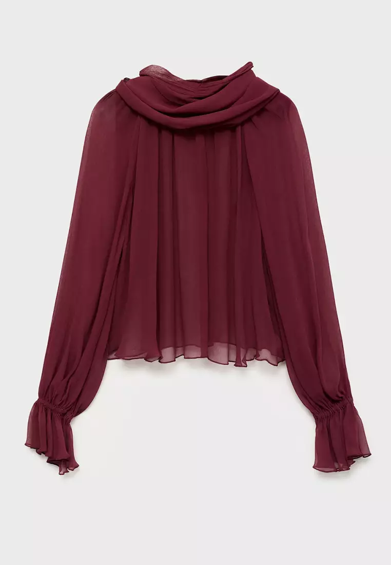 Semi-Transparent Blouse with Foulard