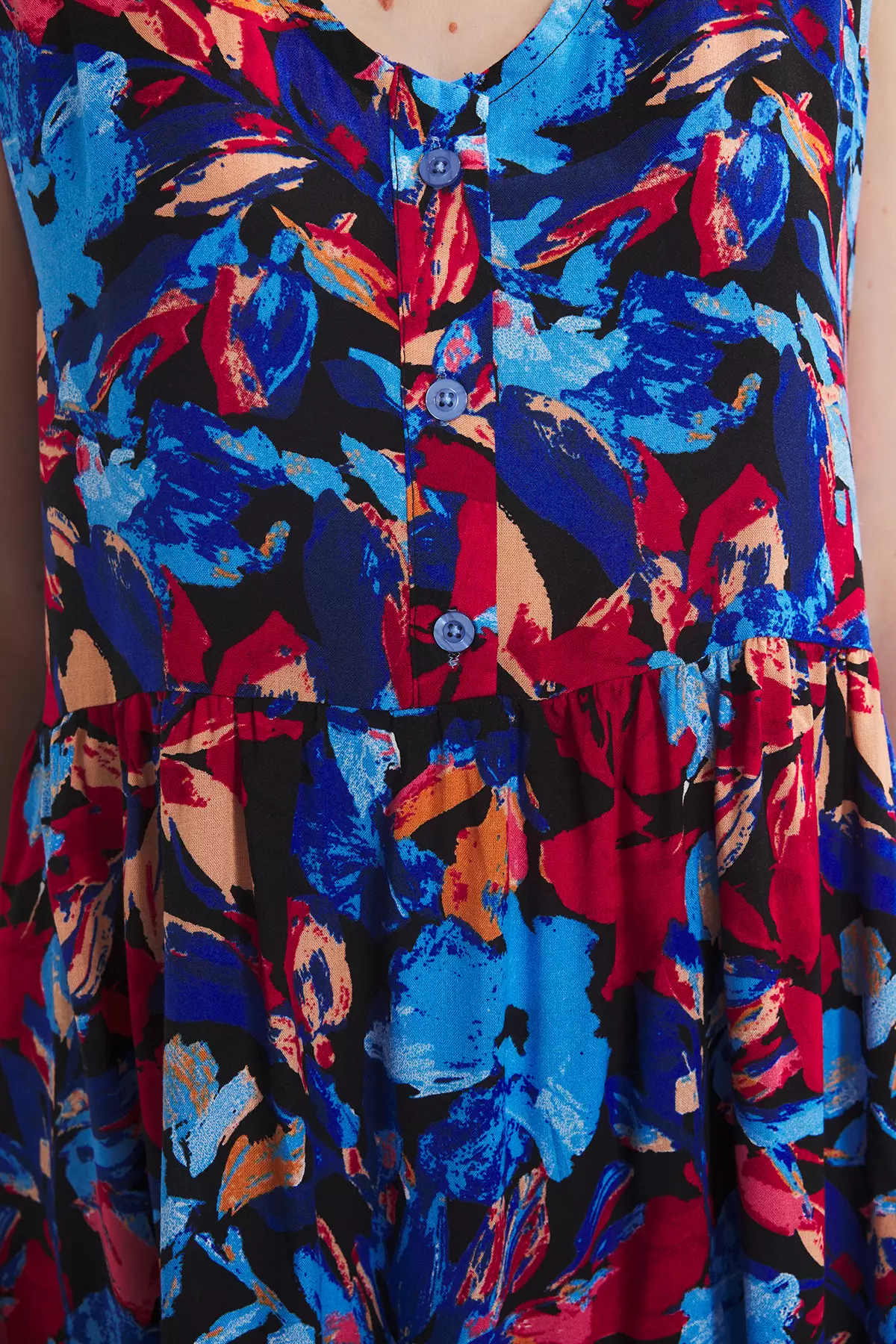 Blue Floral Midi Woven Dress TWOSS25EL00767