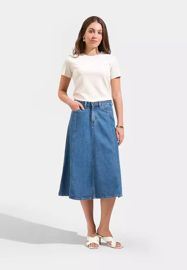 Denim Panel Skirt