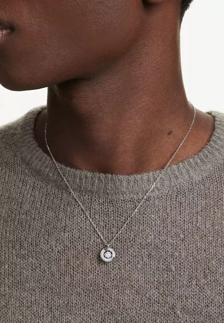 Dextera pendant, Round cut, White, Rhodium plated