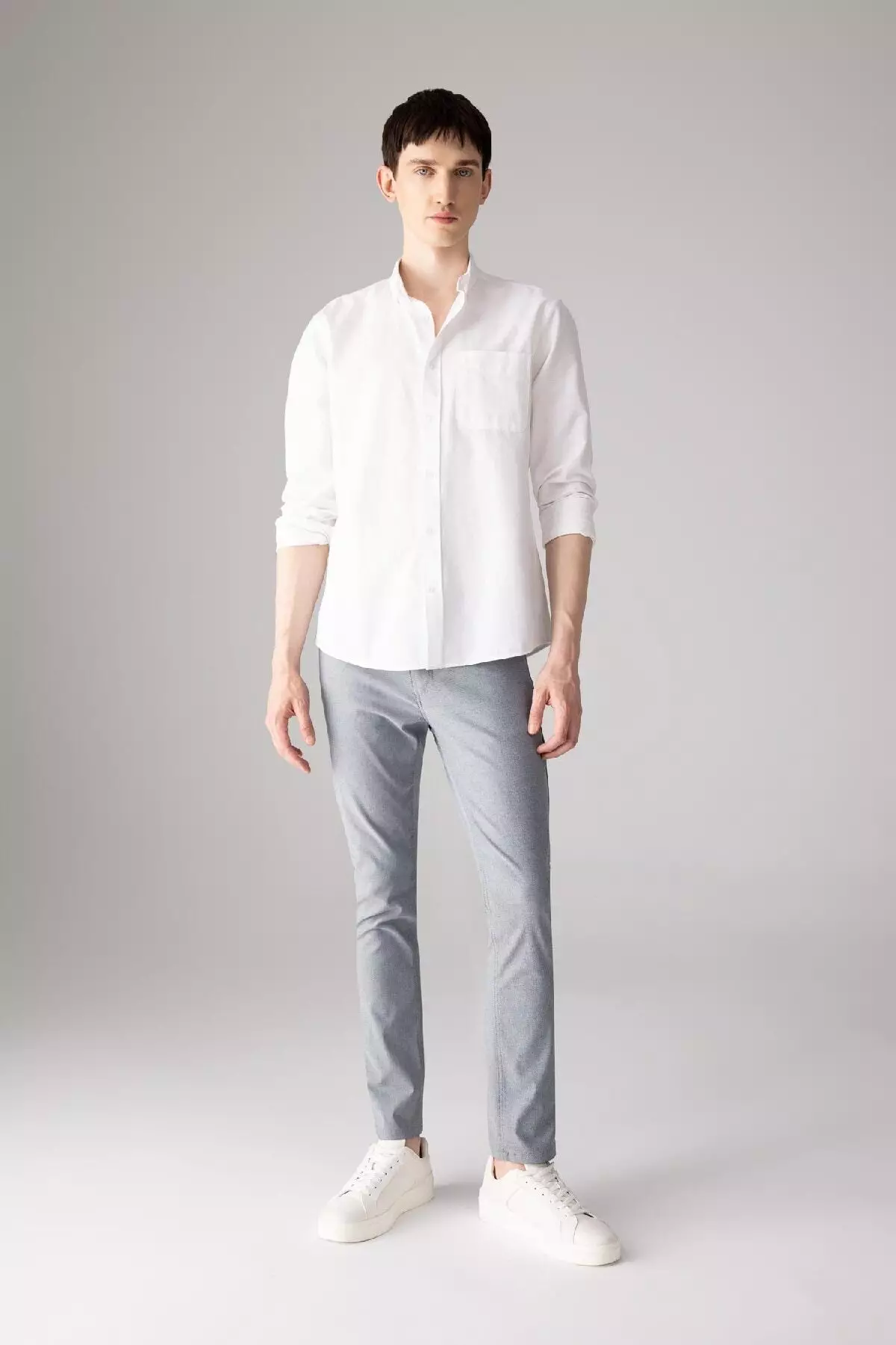 夏季卡其斜紋布長褲 修身剪裁 口袋 窄腳褲 T1055Az24Sp