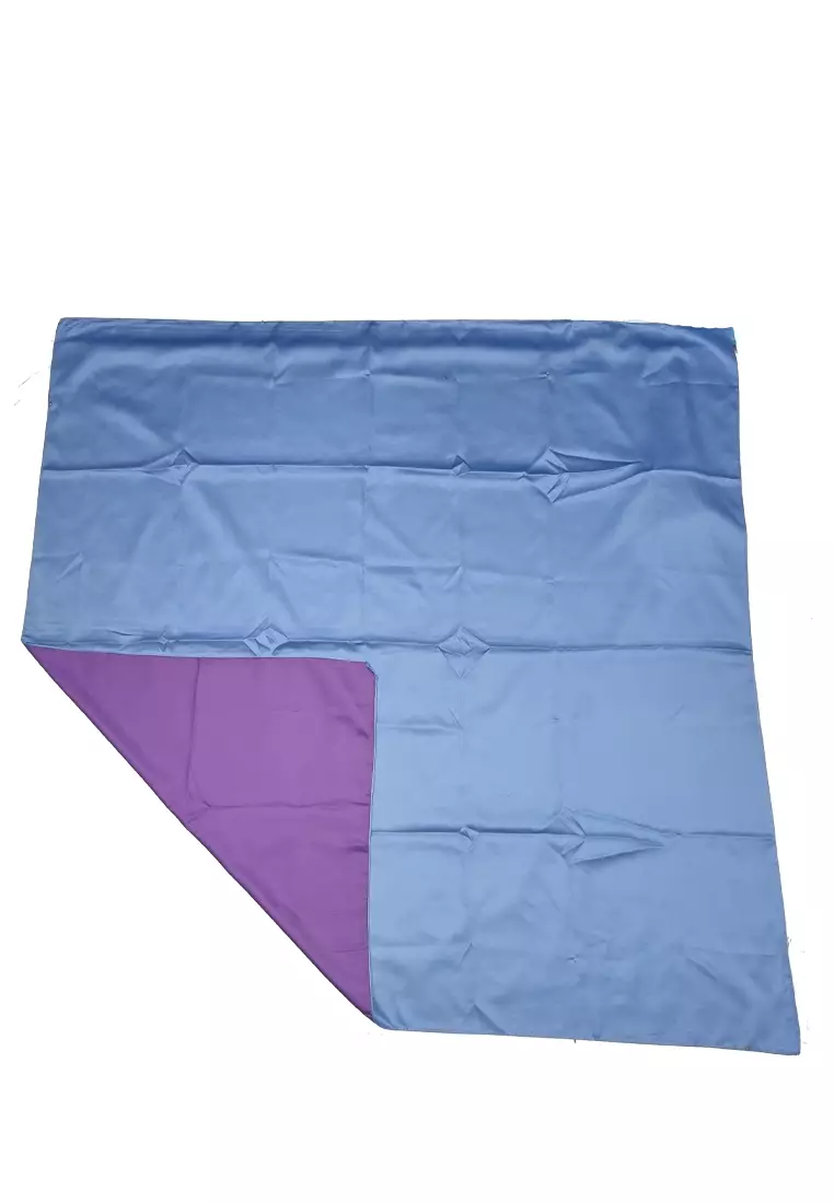 Two-sided Satin Square Scarf Hijab Wanita Bolak-Balik Blue