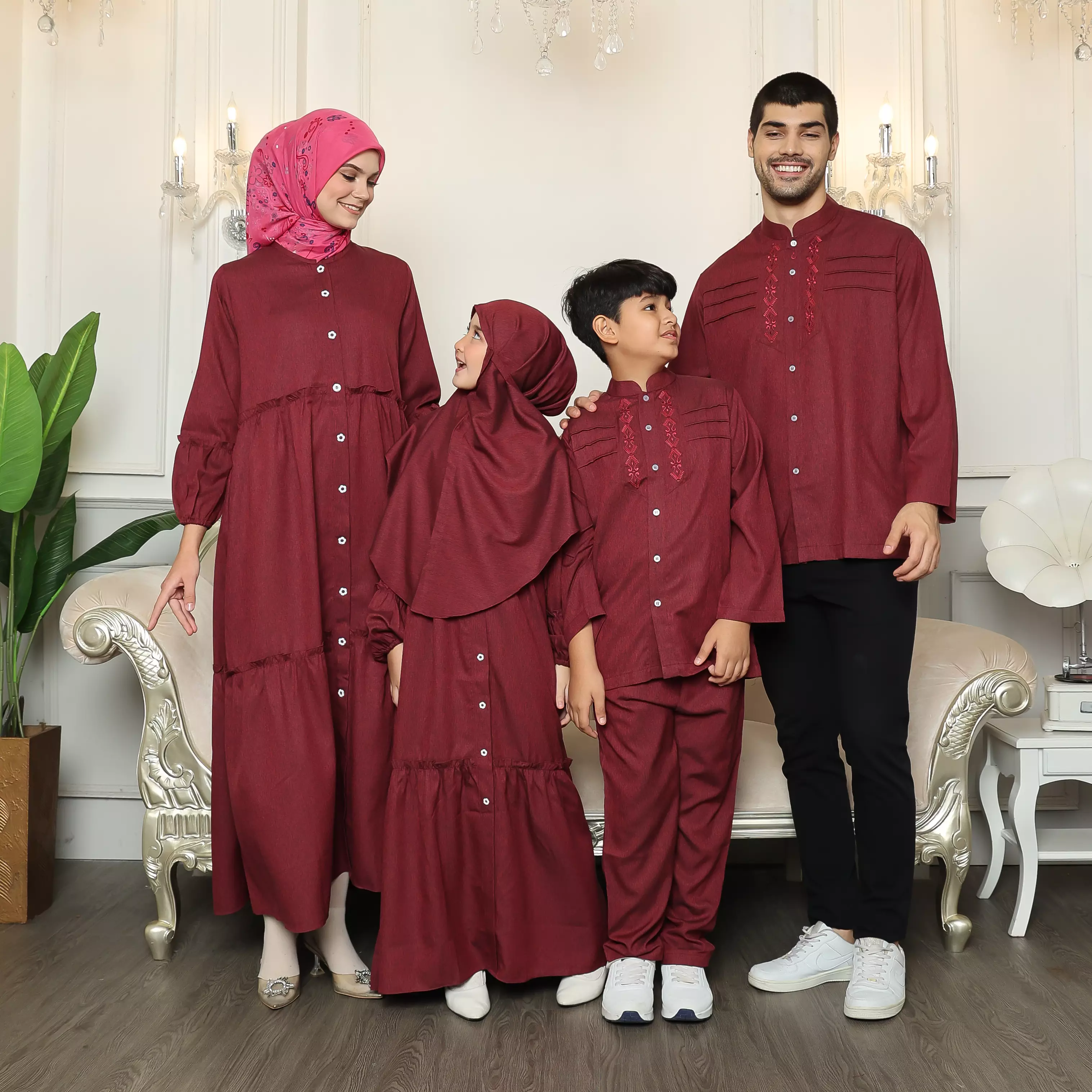 Baju Koko Sarimbit 38 Maroon Lengan Panjang