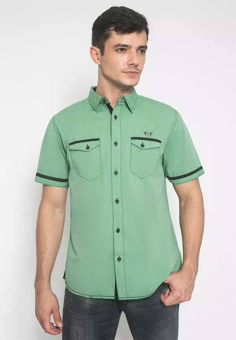 LGS - Kemeja Casual - Slim Fit - LGS - Warna Hijau - Double Pocket - JSH.390.S612F.447.C
