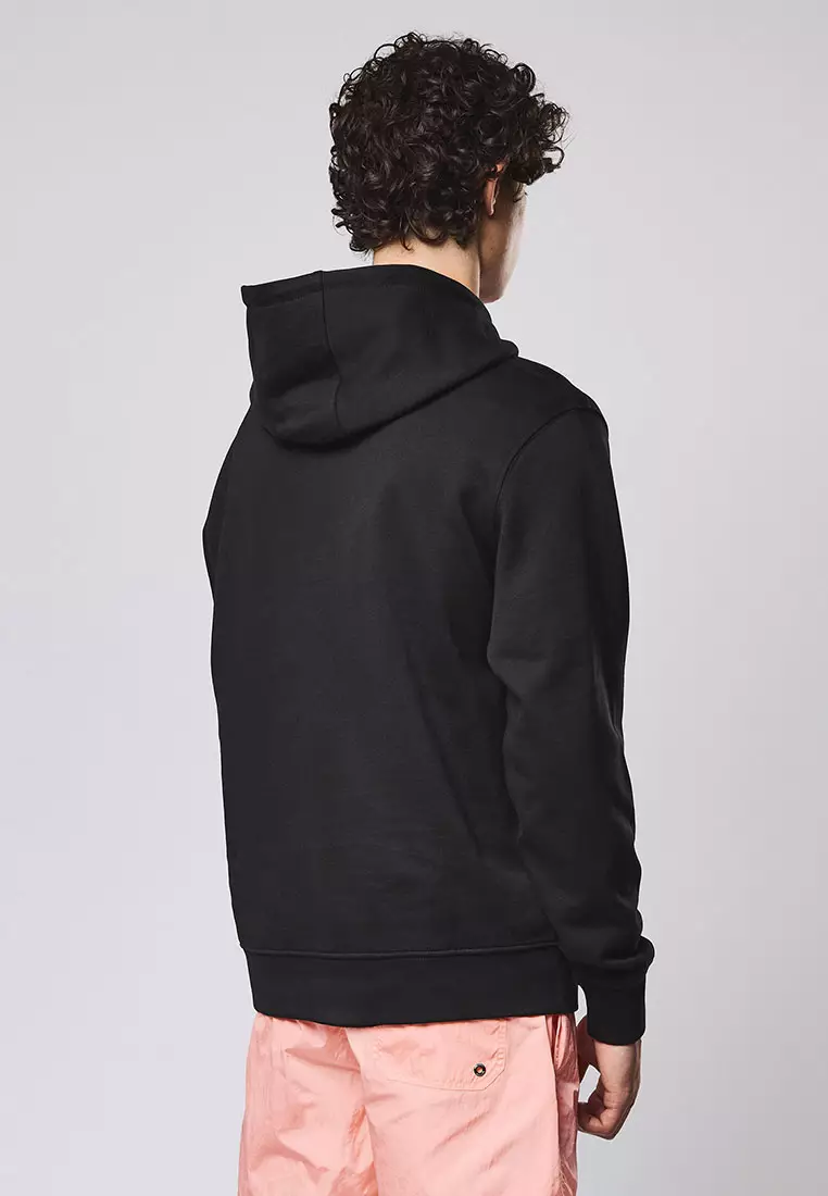 MENS BLACK RIBBE BADGE HOODIE