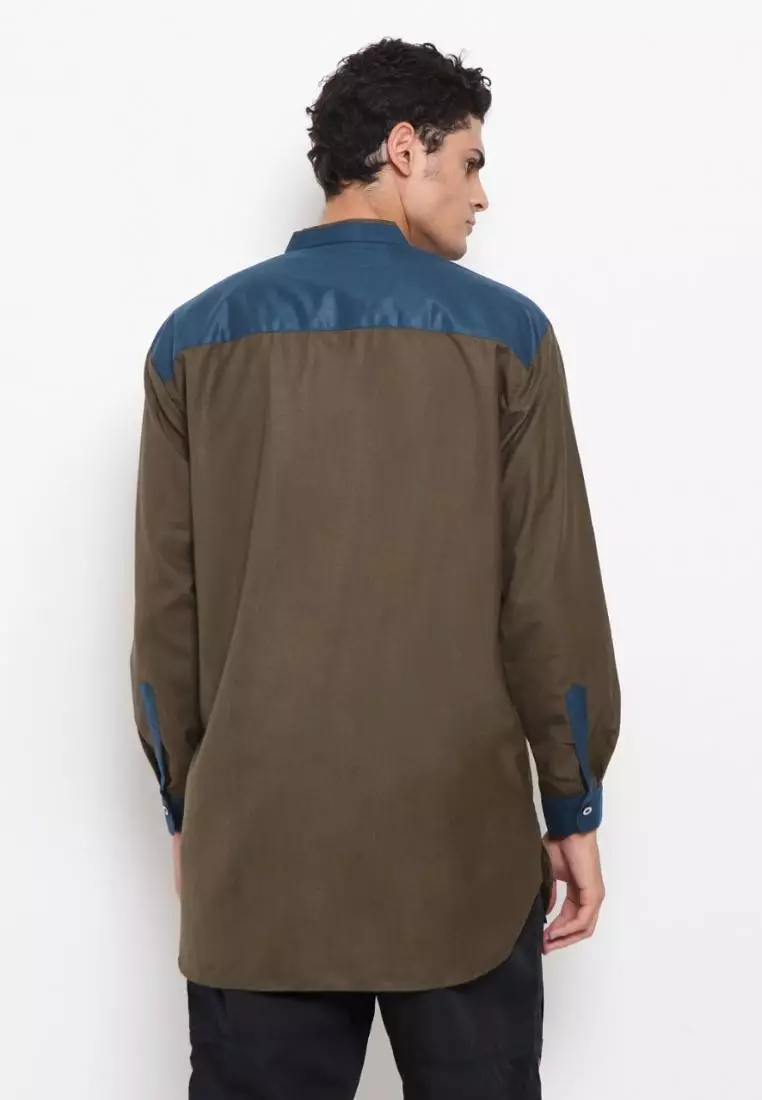 Zayidan Baju Koko Gamis Muslim Pria Hanafi - Hijau Army
