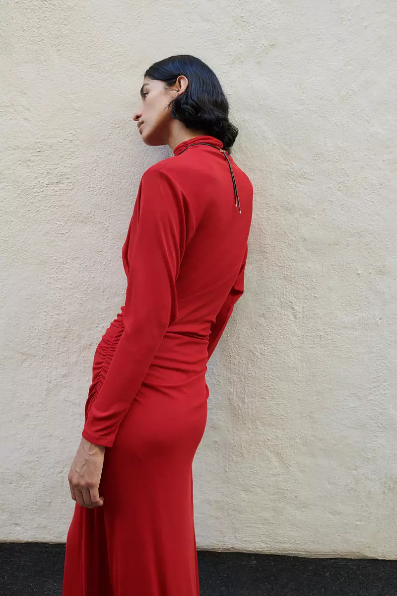 Draped turtleneck dress