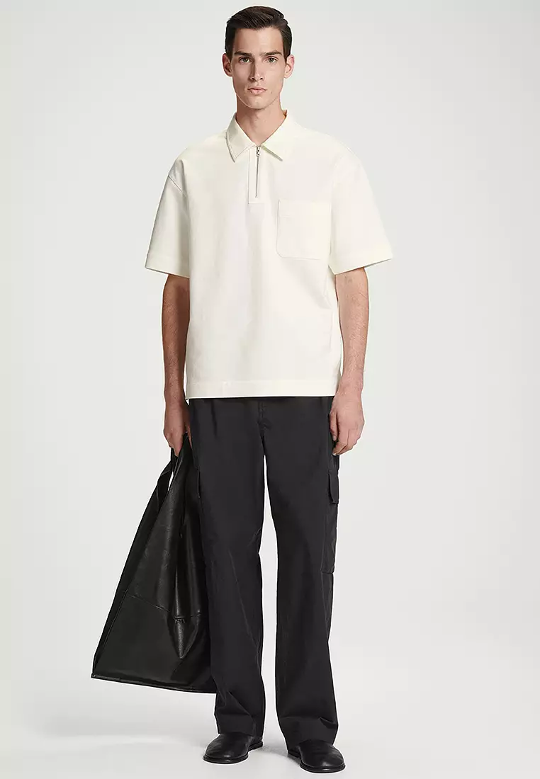 Belted Technical Cotton Cargo Trousers
