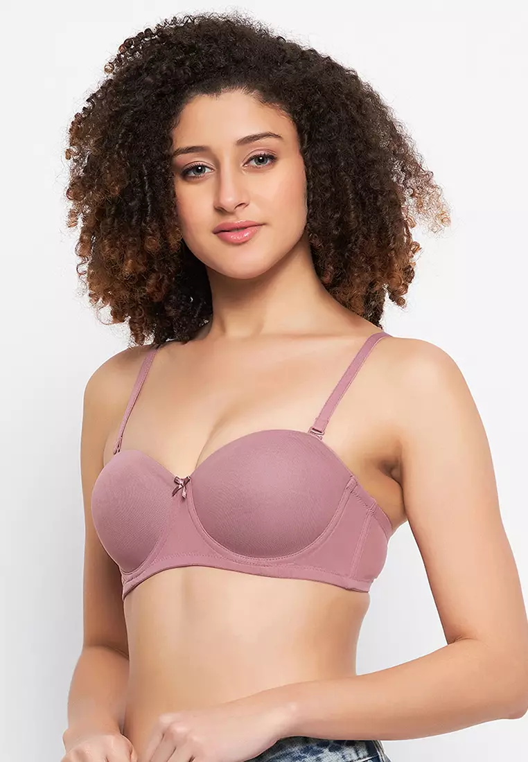 Clovia Padded Underwired Full Cup Strapless Multiway Bra in Soft Pink