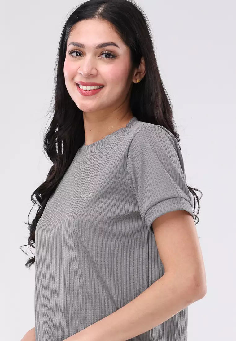 Special Textured Knits Short Sleeve Blouse