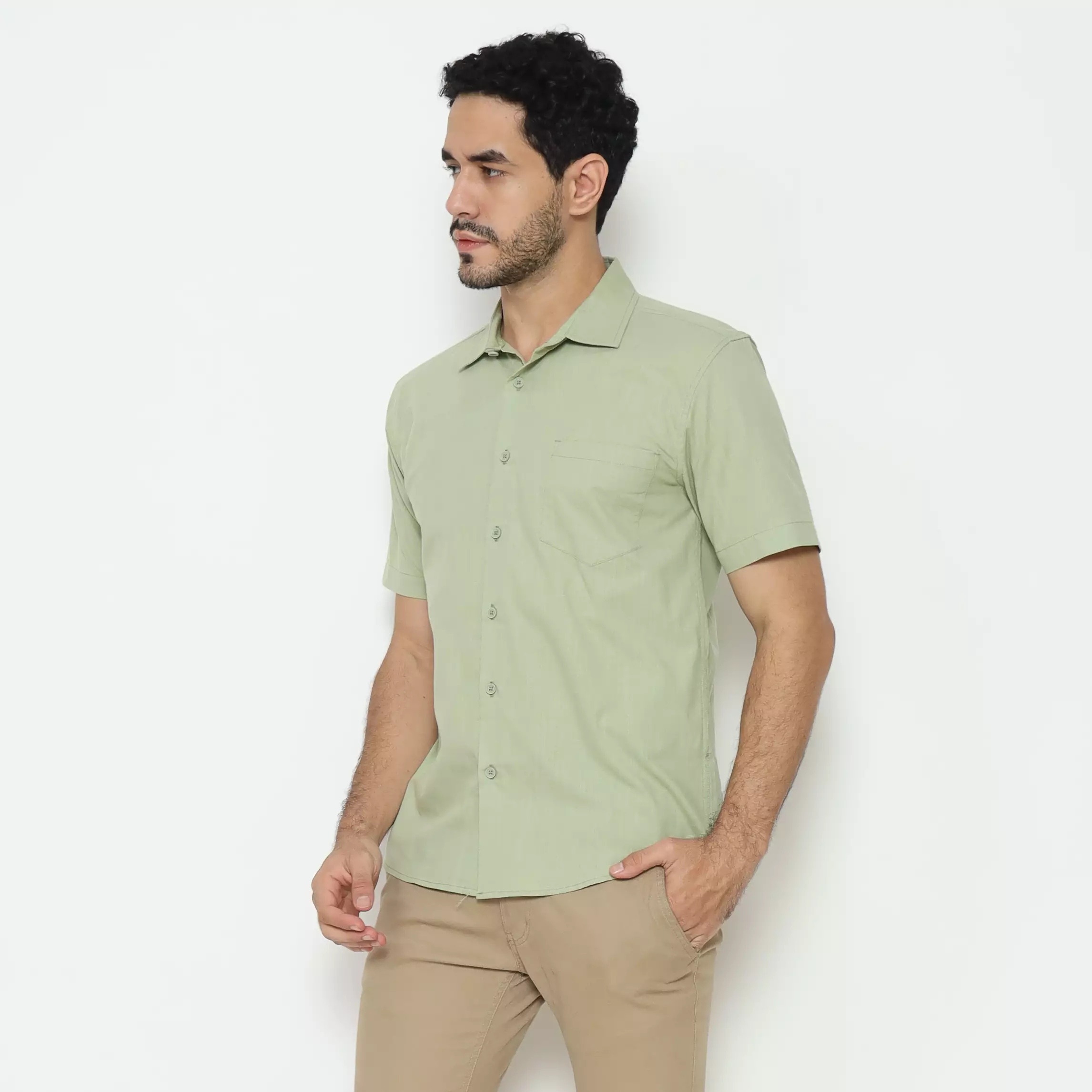 AMK Kemeja Pria Lengan Pendek SHS Ambara S/S Sage Green