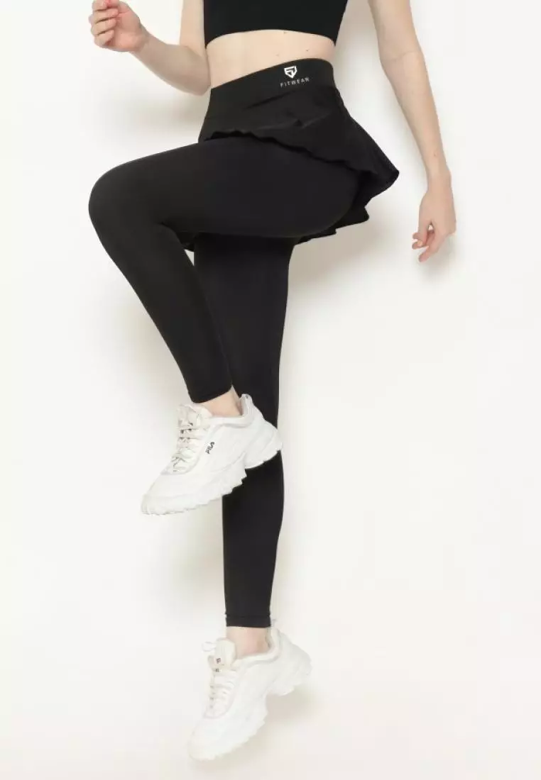Fitwear - Rok + Legging Olahraga Wanita ELLERY LOPSIDED - BLACK