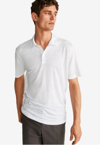 white linen polo shirt