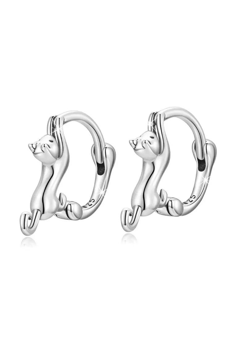 Cat sale silver earrings