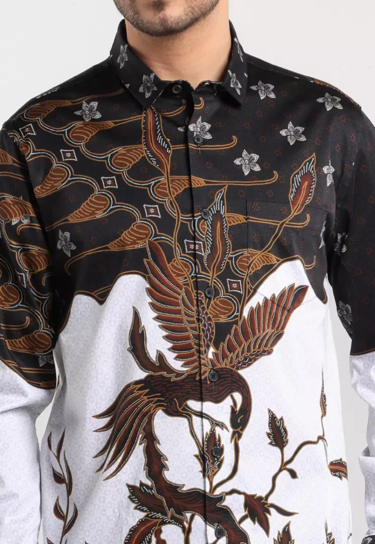 MOC - Kemeja Batik Pria Lengan Panjang Sukhothai - White