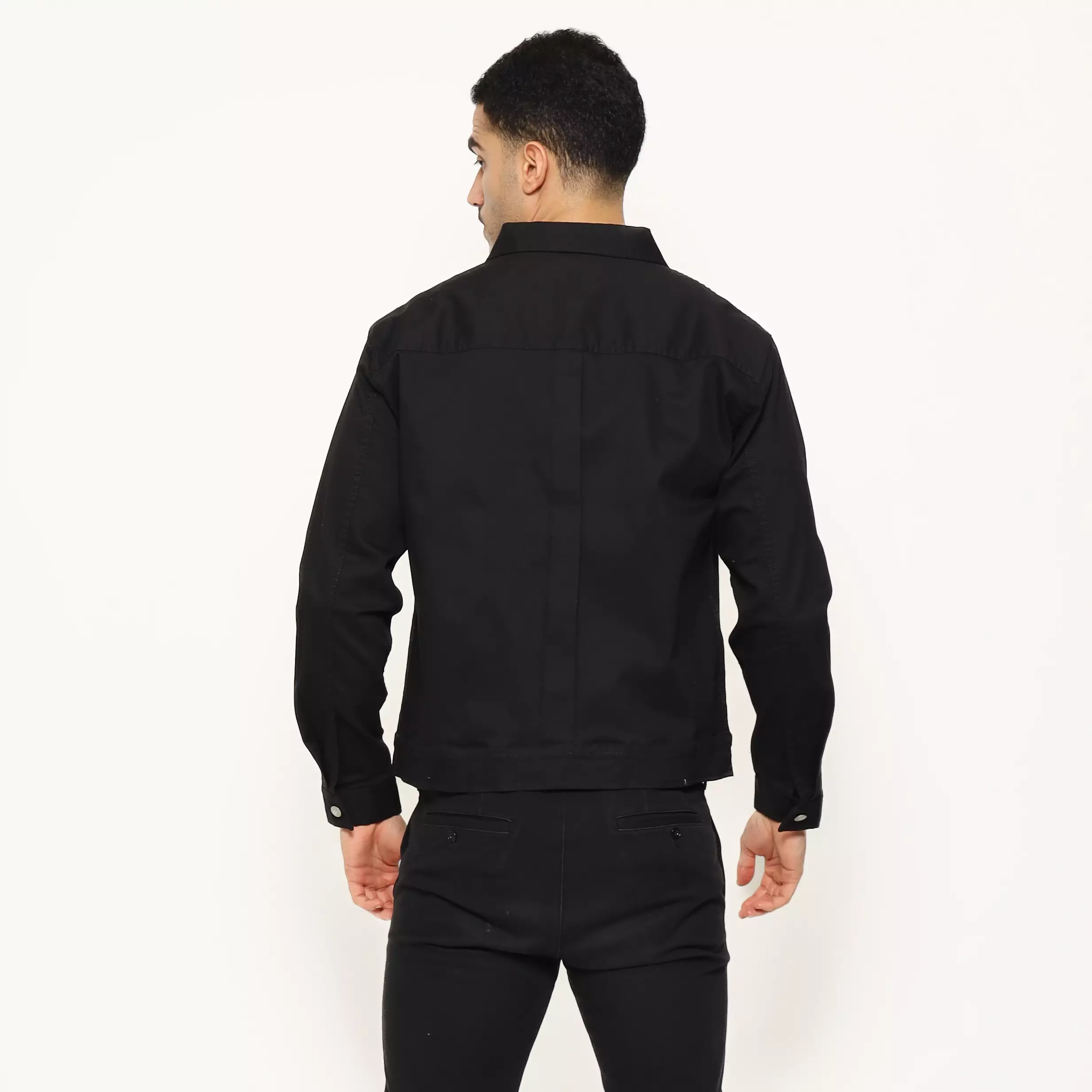 Schoeller Jaket Pria LENNOX Regular Fit Cotton Stretch – Motif Twill Kecil Warna Black