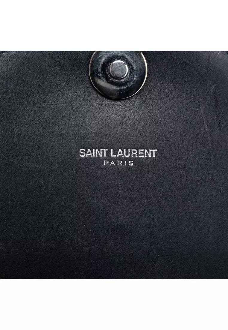二手 Saint Laurent 鉚釘人字紋小牛皮 Monogram 信封鏈條翻蓋包