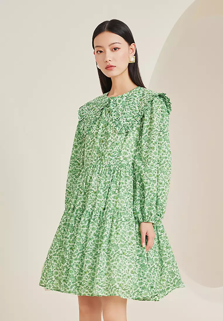 Long Sleeve Chiffon Collar Blouse with Front Ribbon Tie