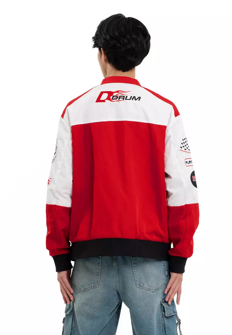 SELECT Embroidery Patches Racing Collection Jacket - Red