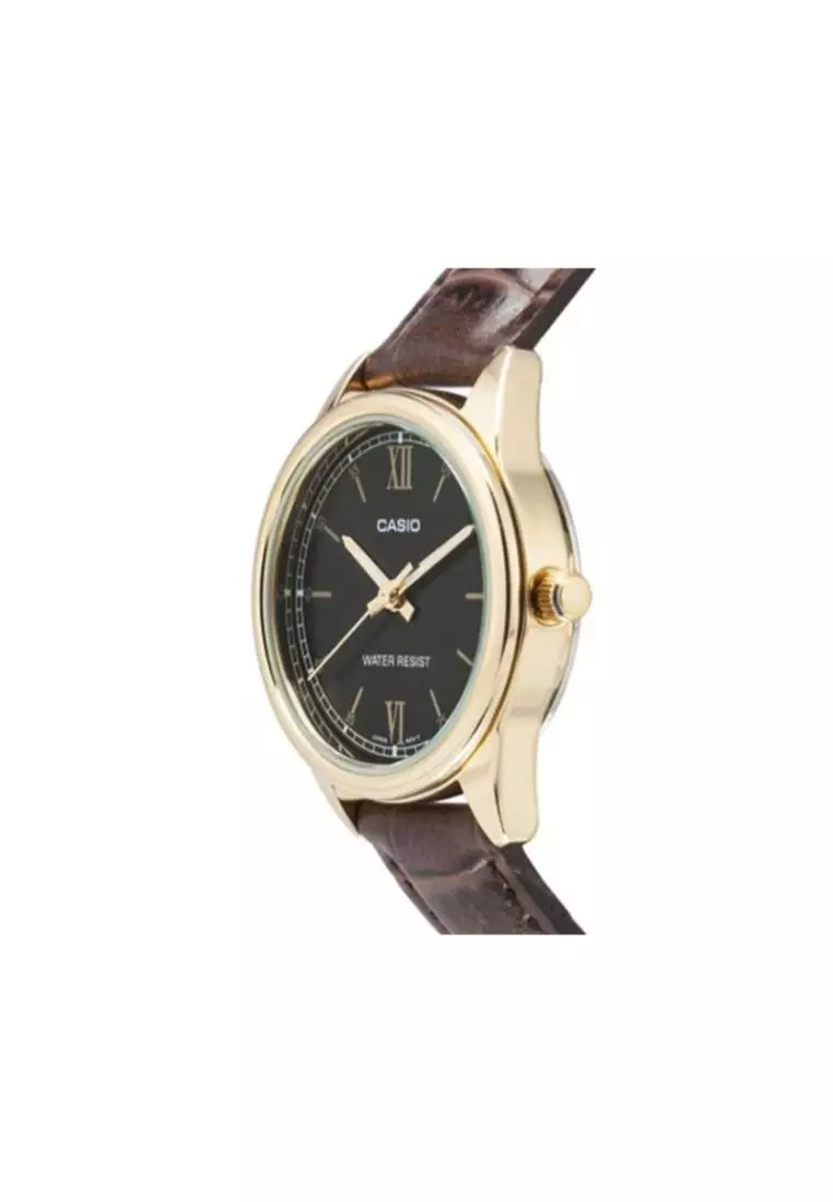 Women's Analog Watch LTP-V005GL-1B2 Brown Leather Band Watch for ladies