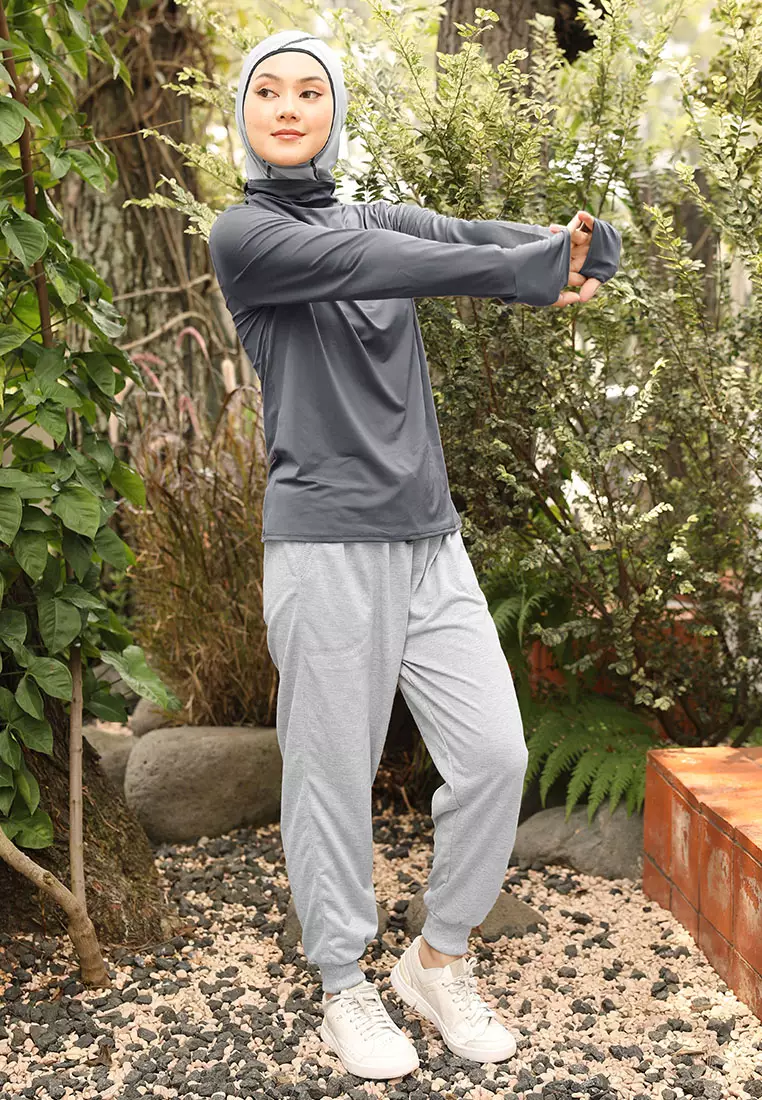 Zelena - Haya Inner Thumbhole Dry Fit | Kaos Olahraga Polos - Glacier - XL