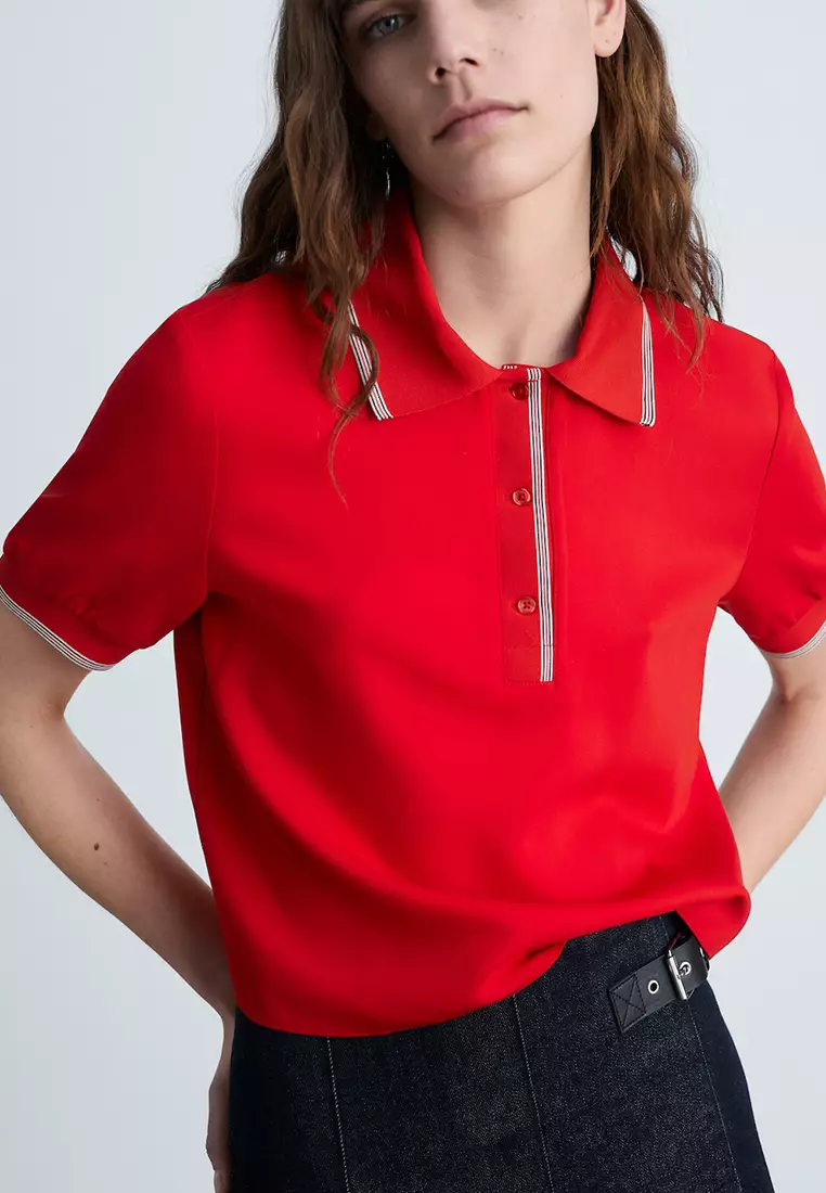 Cropped Polo Shirt with Contrasting Trim