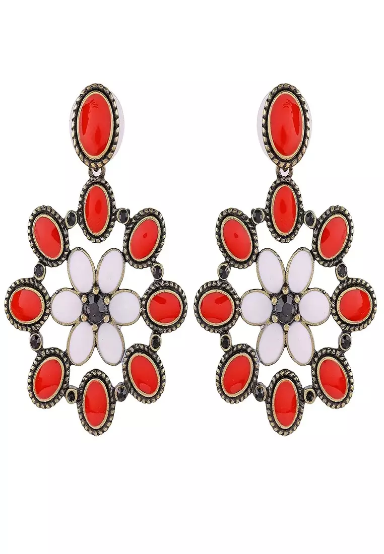 Red top fancy earrings